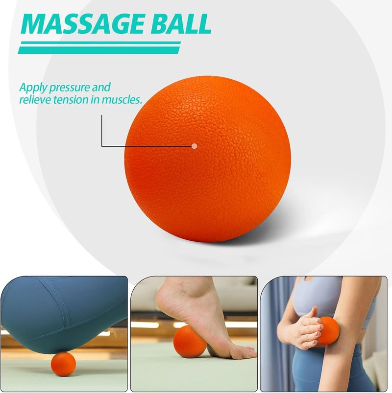 Krightlink 5-in-1 Foam Roller Set, Massage Roller Stick, Massage Ball, Resistance Band for Deep Muscle Massage, Trigger Point Release, Pilates, Yoga (Orange-Wave) - Image 4
